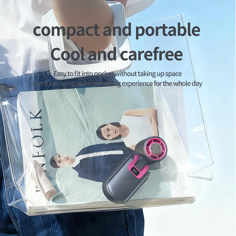 Mini Ice Cooling Portable Fan Turbo High Speed Handheld Fan Long Battery Life USB Rechargeable Foldable For Outdoor Travel
