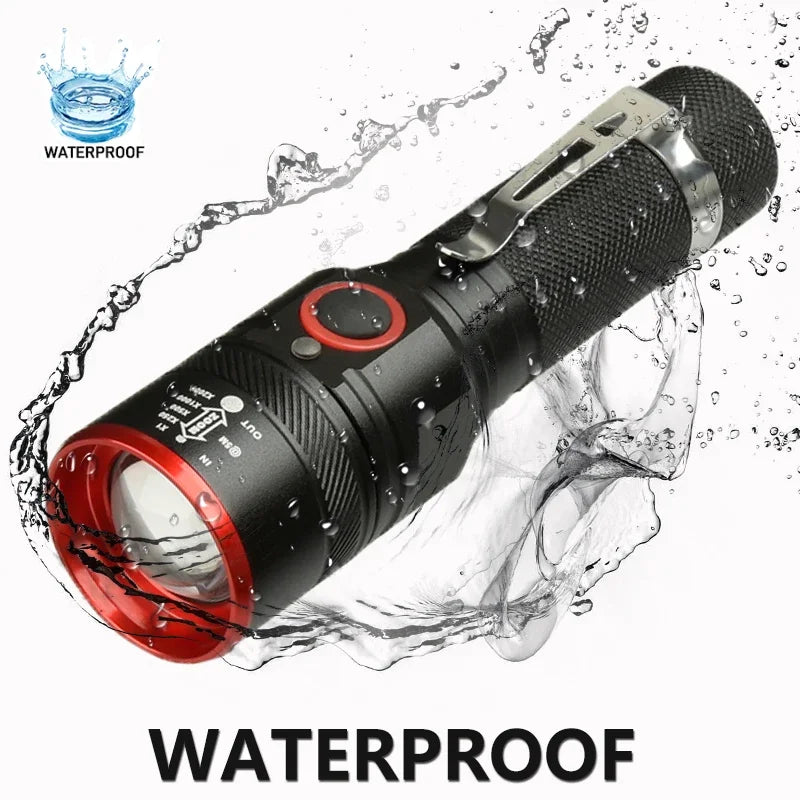 High Lumen LED Flashlight 18650 Rechargeable Flashlights Waterproof Zoom Torch for Camping Hiking Fishing Hunting