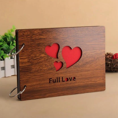 Photo Album Black Pages 8 Inch Wood Scrapbook DIY for Valentines Baby Lovers Anniversary Day Birthday Christmas Gift
