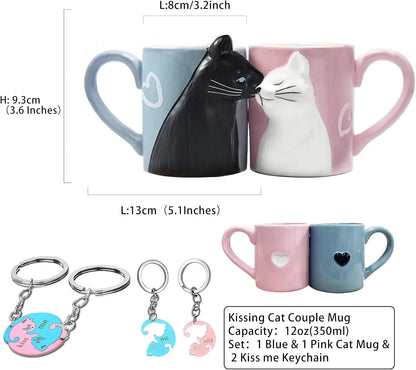 2pcs Ceramics Kiss Cat Cup Couple Mugs Lover Gift Morning  Milk Coffee Tea Breakfast Porcelain Cup Valentines Day for girl wife