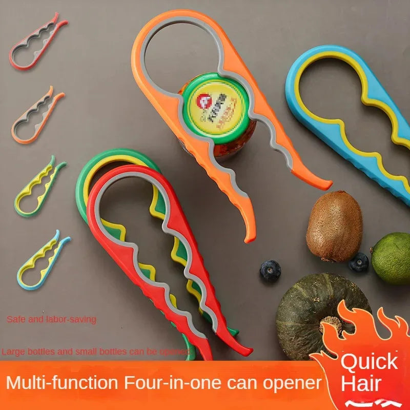 4 in 1, 1pc Non-Slip Grip Multi-Purpose Can Opener for Beer Bottles and Home Kitchen Use