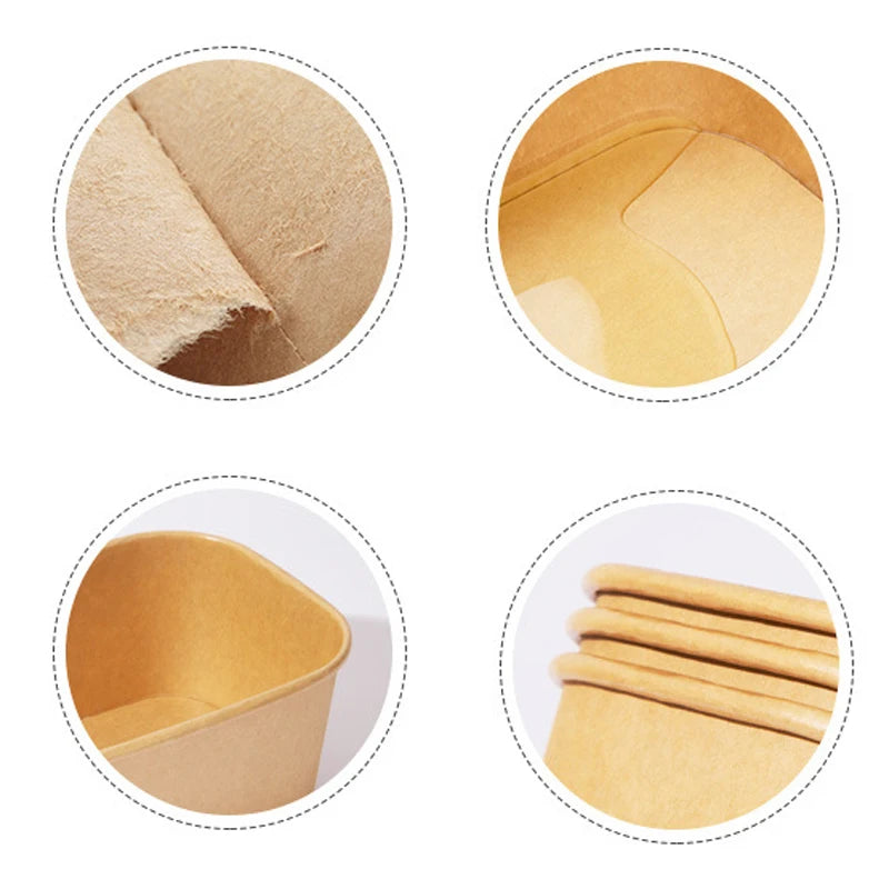 10Pcs/Set Disposable Paper Lunch Box Food Storage Containers With Lid Fruit Salad Cake Box Kitchen Accessories Party Supplies