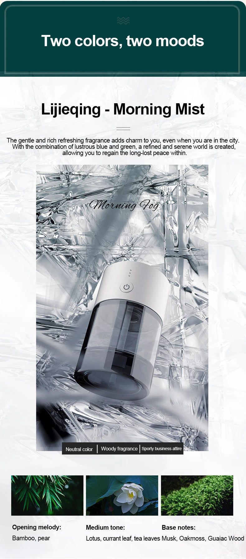 Car Air Freshener USB Rechargeable Essential Oil Diffuser Room Fragrance Diffuser Cool Mist Humidifier Auto Mini Scent Machine