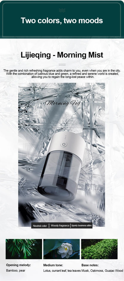 Car Air Freshener USB Rechargeable Essential Oil Diffuser Room Fragrance Diffuser Cool Mist Humidifier Auto Mini Scent Machine