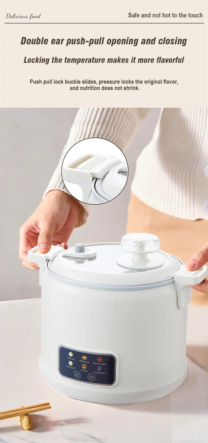 Electric Rice Cooker for 1-2 People, Multifunctional Household Hot Pot, Porridge, 1.8L Micro Pressure Rice Cooker soup making