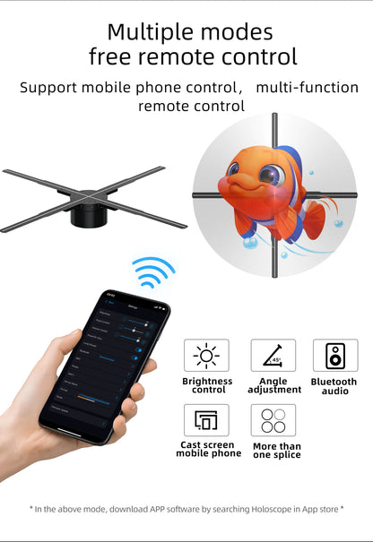3d Hologram Fan,24.4" 2000*1444px Resolution 722 Pcs Hd Led Beads Hologram Fan Projector Advertising Display Support App+Bluetoo