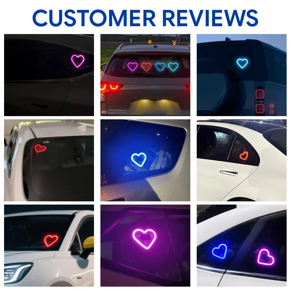 Heart Shape LED Light Solar-Powered Accent Ambient USB Charge Valentines Day Christmas New Year Gift Idea Car Interior Decor