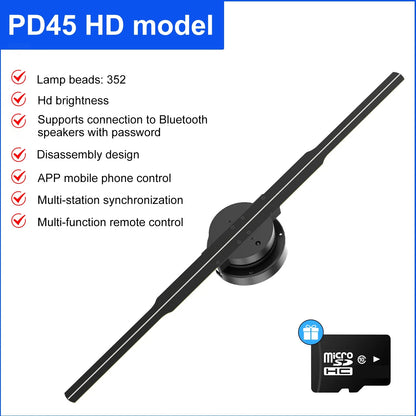 3d Hologram Fan,24.4" 2000*1444px Resolution 722 Pcs Hd Led Beads Hologram Fan Projector Advertising Display Support App+Bluetoo