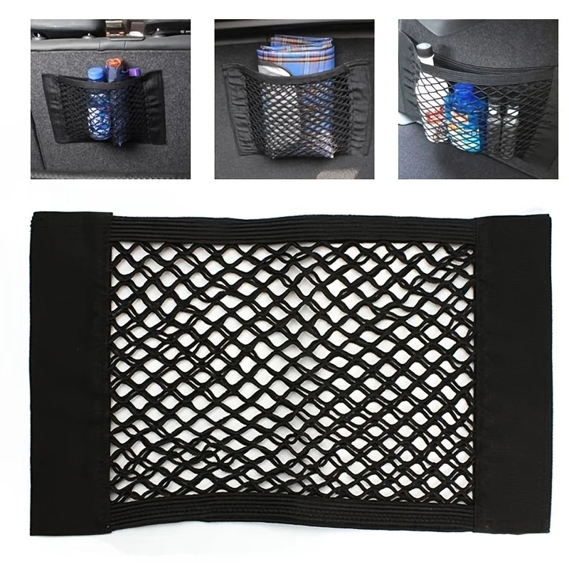 Universal Car Storage Bag Double Mesh Trunk Storage Net Car Built-in Storage Bag Car Fire Extinguisher Fixed Net Anti-Slip