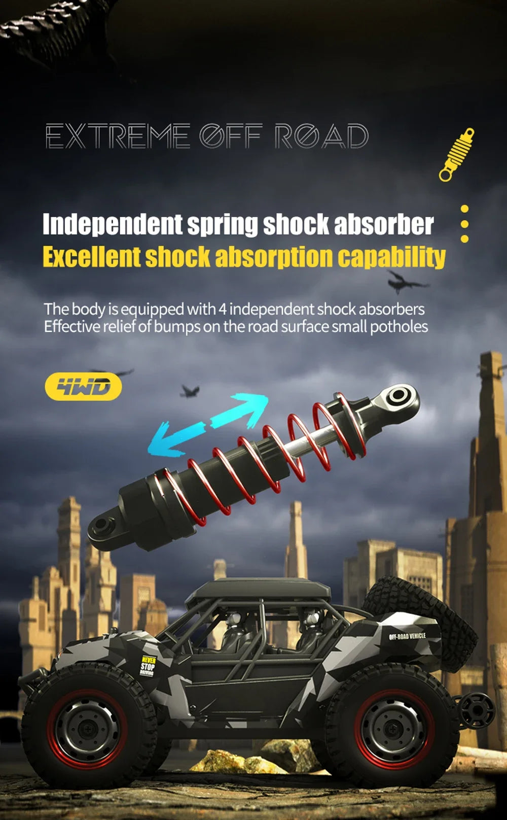 16106 1:16 50KM/H 4WD RC Car With LED Remote Control Off-road Cars High Speed Drift Monster Truck for Kids vs Wltoys 144001 Toys