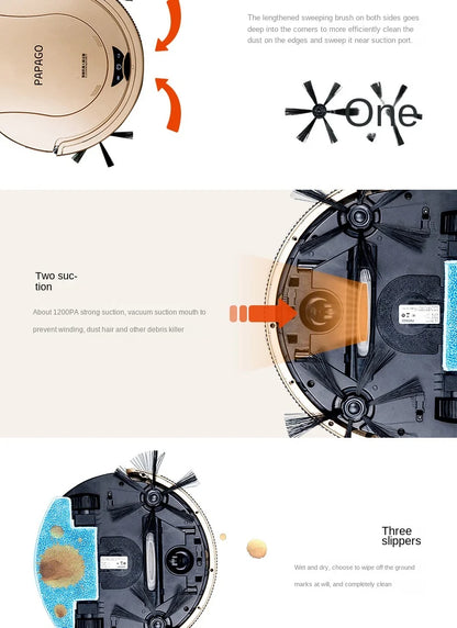 2023PapaGo Sweeping robot Household Ultra-thin Fully automatic intelligent vacuum cleaner Wipe the mopping machine