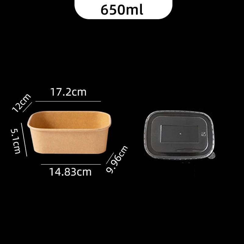 10Pcs/Set Disposable Paper Lunch Box Food Storage Containers With Lid Fruit Salad Cake Box Kitchen Accessories Party Supplies