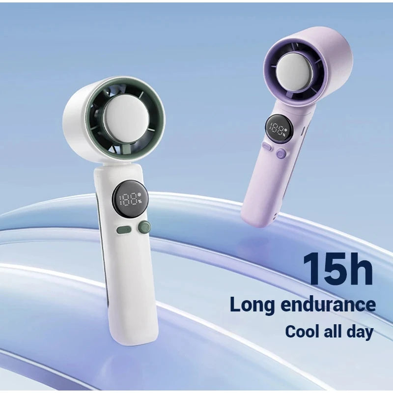 Iceable Electric Fan Portable Handheld Fan with Ice Cooler Adjustable Speed Fan USB Rechargeable Fan for Outdoor Camping Office