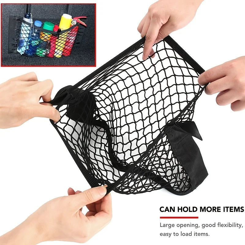 Universal Car Storage Bag Double Mesh Trunk Storage Net Car Built-in Storage Bag Car Fire Extinguisher Fixed Net Anti-Slip