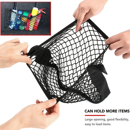 Universal Car Storage Bag Double Mesh Trunk Storage Net Car Built-in Storage Bag Car Fire Extinguisher Fixed Net Anti-Slip