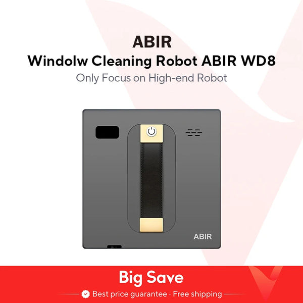 Robot Window cleaner ABIR WD8,Dual Water Spray,Smart Memory,High Vacuum Suction, Laser Sensor, Home Wall Glass Cleaning Robot