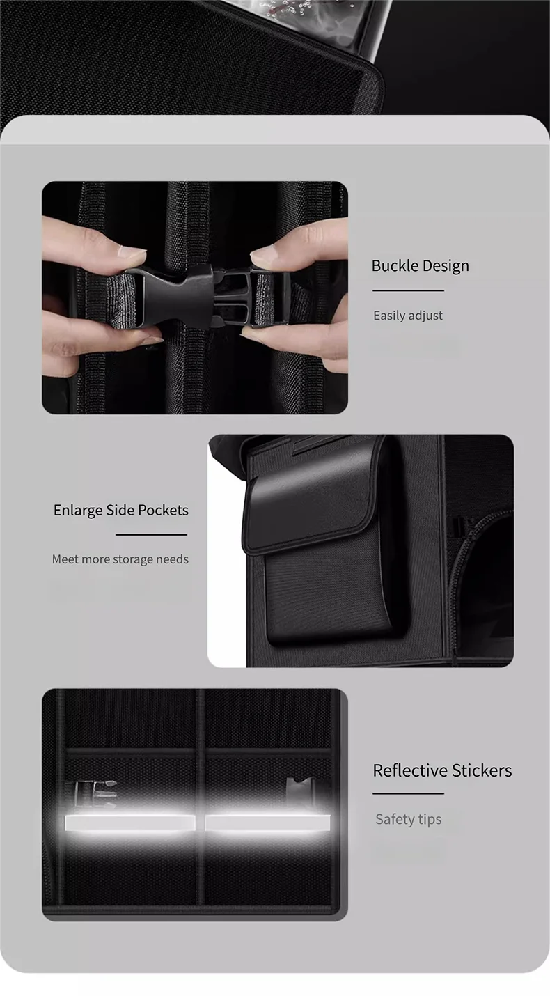 Heavy-Duty 72L Trunk Organizer for Car Large-Capacity Foladable Storage Box High-Density Oxford Cloth Waterproof Car Organizer