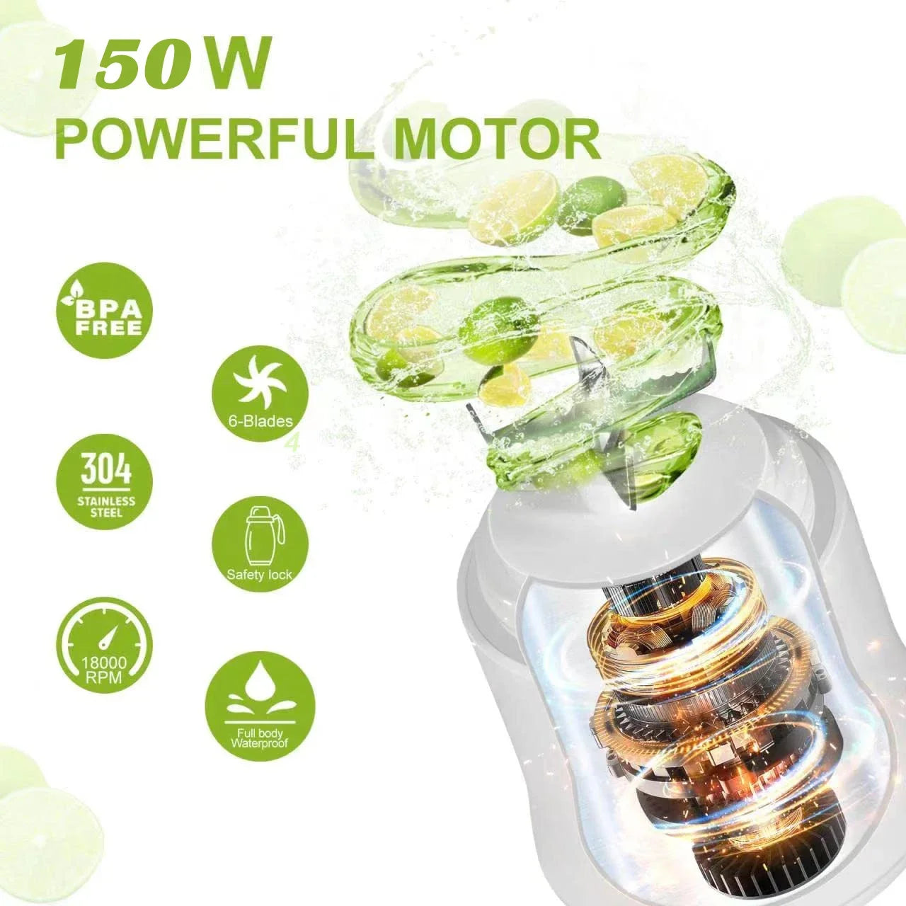 Portable Blender Electric Juicer 600ML Fruit Mixers 4000mAh USB Rechargeable Smoothie Mini Blender Multifunction Juice Maker