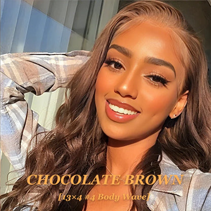 Body Wave 13x6 HD Transparent Lace Frontal Wig 36 Inch 220% Density #4 Chocolate Brown Real Brazilian Human Hair Wigs For Women