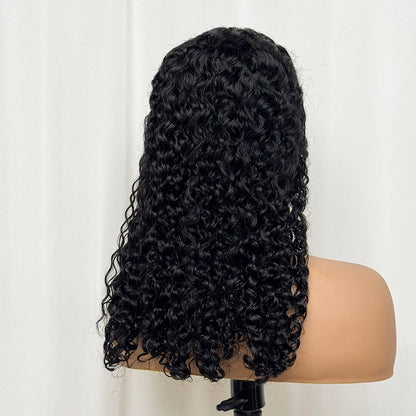 Double Drawn 250% Density Ombre 18 Inches Water Wave Curly Human Hair Wigs 13x4 Transparent Lace Frontal Hair Wig for Women