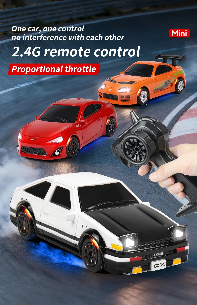 Lighting RC Cars 2.4Gh Remote Contorl 1/64 Stunt Drift Car 2WD High Speed Model Vehicle Toy Gifts For Boys Girls Children Adults