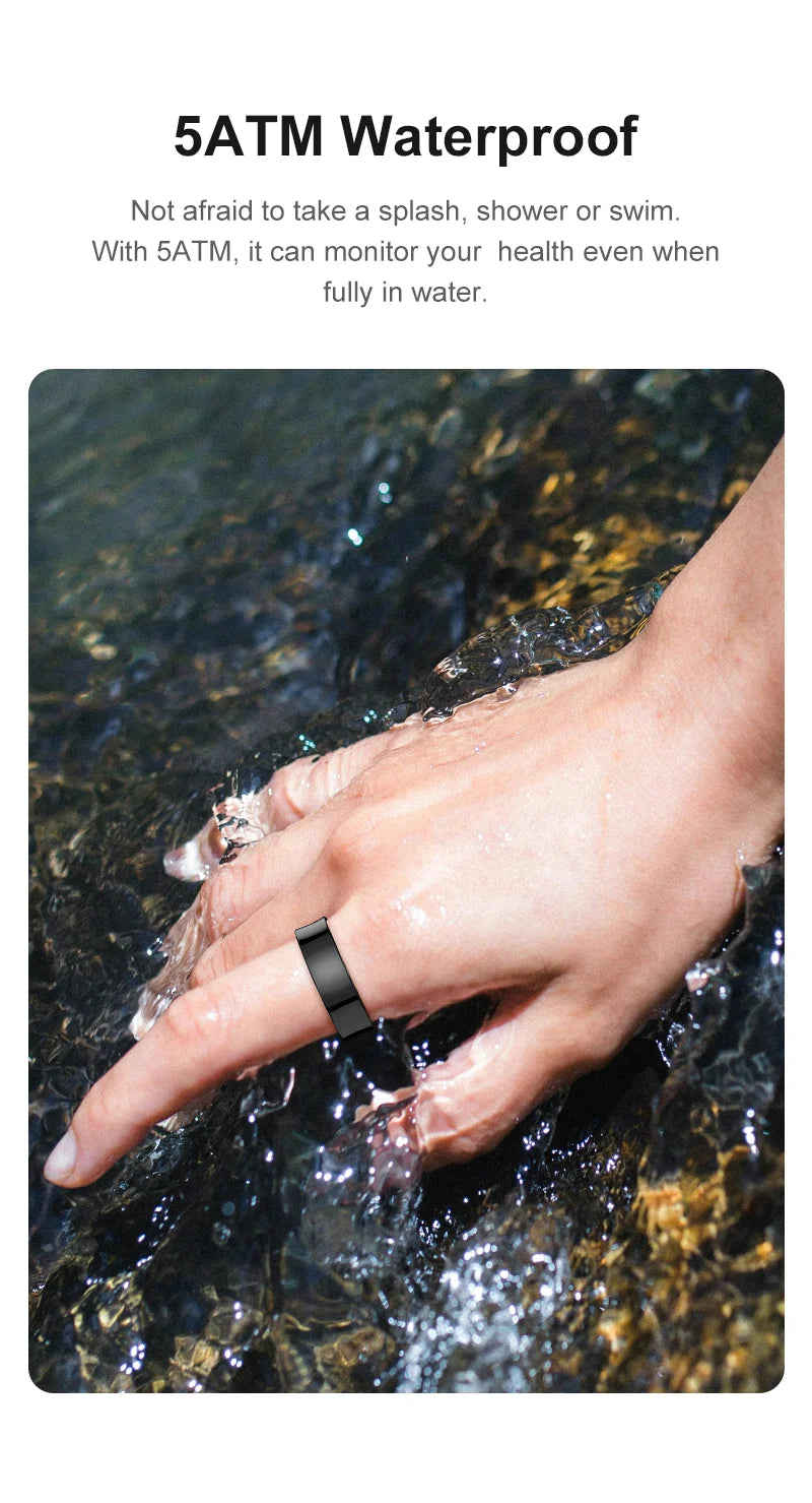 R09 Smart Ring Men Women with Charging Case,Heart Rate Blood Oxygen,Skin Temperature Monitor,5ATM Waterproof For Android iOS