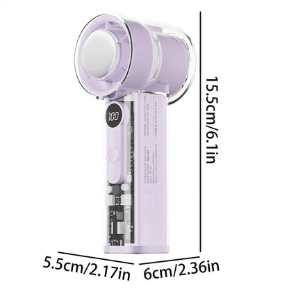 Portable Handheld Fan Transparent 100 Speeds USB Rechargeable 3000mAh Mini Portable Personal Fan for Home Office Travel Picnic