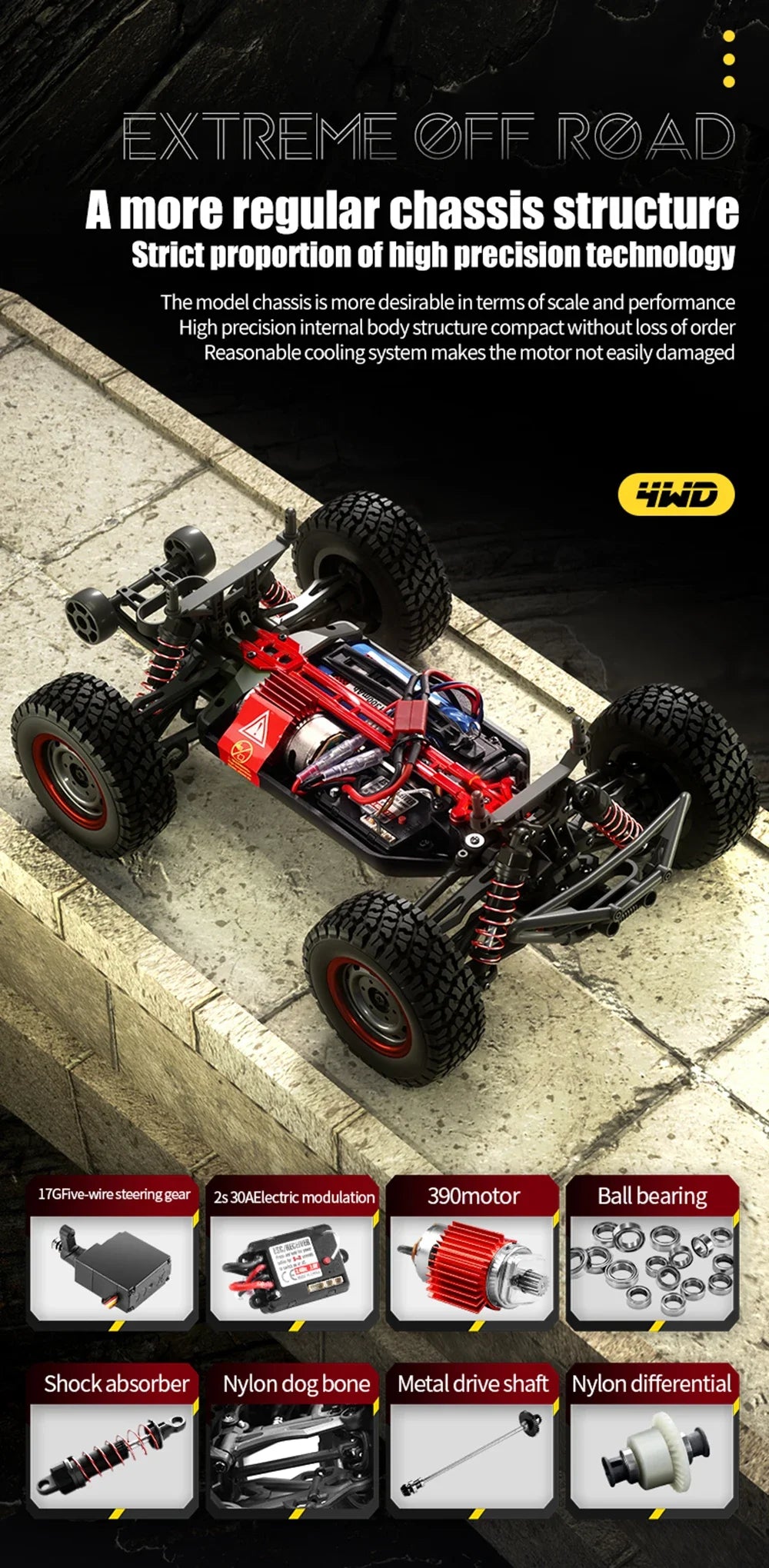 16106 1:16 50KM/H 4WD RC Car With LED Remote Control Off-road Cars High Speed Drift Monster Truck for Kids vs Wltoys 144001 Toys