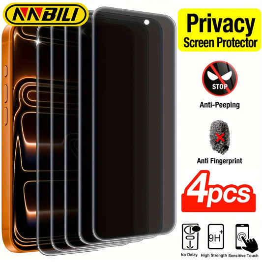 NNBILI 4Pcs Complete Coverage Tempered Glass Screen Protectors Designed For Various For iPhone 17 16 15 14 13 12 11Pro MAX Phone