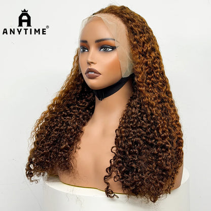 24 inch Full Water Wave Human Hair Wig 100% Human Hair 300% Density 13x4 Lace Frontal Front Curly Human Hair Wig for Black Women
