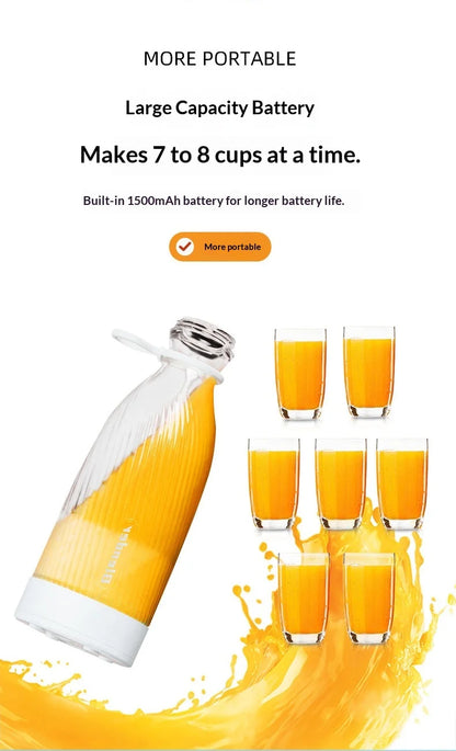 Portable Mini Juicer USB Rechargeable 6 Blades Handheld Fruit Blender Multifunctional Juice Maker for Smoothie Milkshake