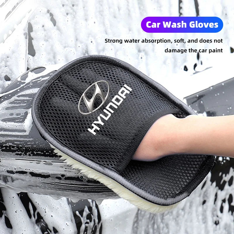 1Pcs Car Wash Glove Wool Soft Cleaning Brush Tools For Hyundai IONIQ Sonata Elantra Grandeur i20 i10 SantaFe i30 Palisade Bayon
