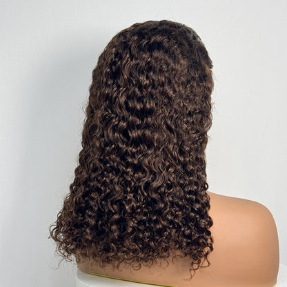 Double Drawn 250% Density Ombre 18 Inches Water Wave Curly Human Hair Wigs 13x4 Transparent Lace Frontal Hair Wig for Women