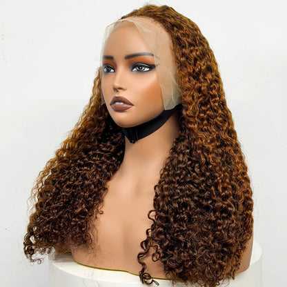 24 inch Full Water Wave Human Hair Wig 100% Human Hair 300% Density 13x4 Lace Frontal Front Curly Human Hair Wig for Black Women