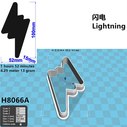 Four Specifications Cartoon Nature Graphics Super Lightning,Plastic Mold,Cake Fondant Tools,Cookie Sushi and Fruits Cutters