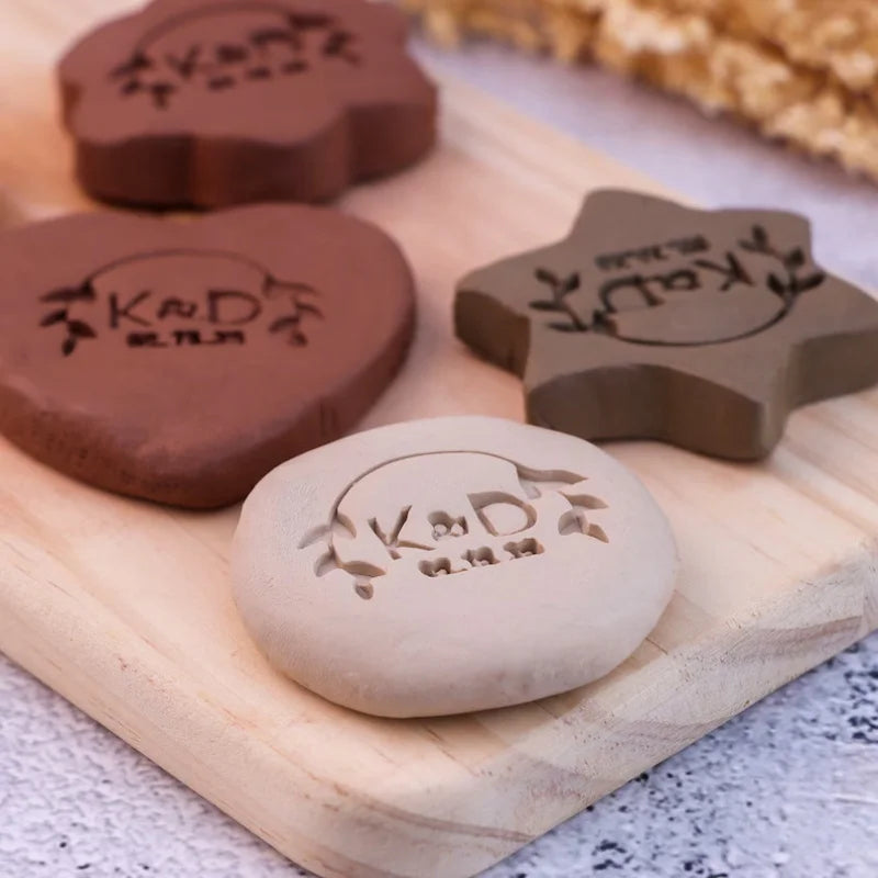 Valentine's Day Wedding Custom Clay Seal Set - 22/25/30/35/40mm Customizable Pottery Design Craft Tool with 1 Handle, Clay Craft