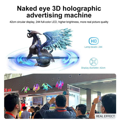 3D Hologram Fan 42CM 3D Holographic Projector Advertising Display Light HD Holographic Projector for Stores Bars Party Xmas