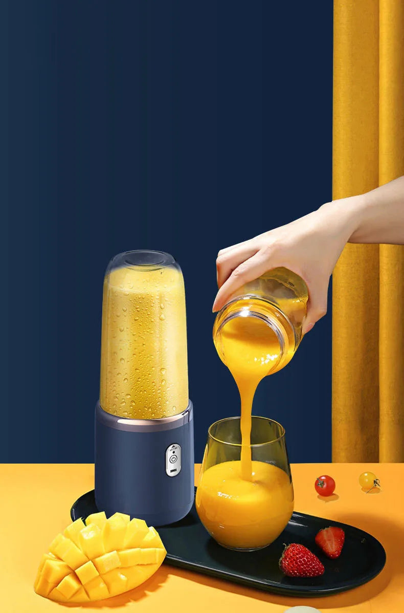 Portable Juicer Blender 400ml Electric Fruit Juicer USB Charging Lemon Orange Fruit Juicing Cup Smoothie Blender Machine 2cups