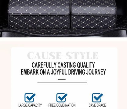 Car Trunk Organizer Box Large Capacity Auto Multiuse Tools Storage Bag Stowing Tidying Leather Folding For Emergency Storage Bo