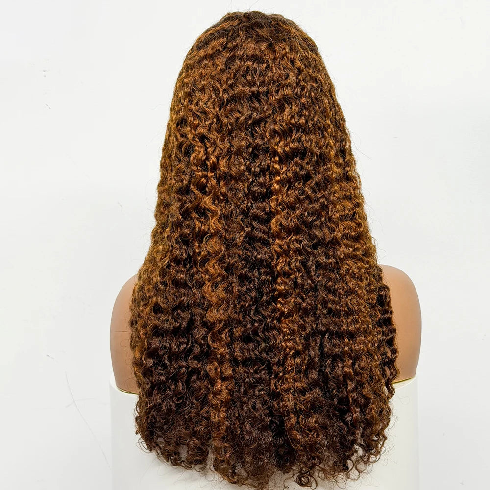 24 inch Full Water Wave Human Hair Wig 100% Human Hair 300% Density 13x4 Lace Frontal Front Curly Human Hair Wig for Black Women