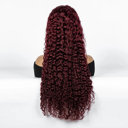 300% Density Ombre 30 Inches Water Wave Wavy Curly Human Hair Wigs 13x4 Transparent Lace Frontal Human Hair Wig for Women