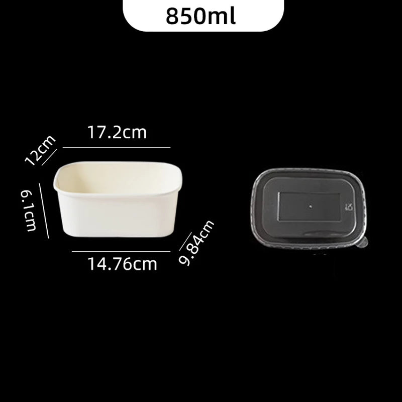 10Pcs/Set Disposable Paper Lunch Box Food Storage Containers With Lid Fruit Salad Cake Box Kitchen Accessories Party Supplies