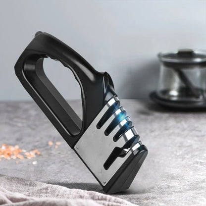 Professional 4-in-1 Knife & Scissors Sharpener with Diamond Blades - Fast Sharpening, Ergonomic Handle, Portable for Kitchen