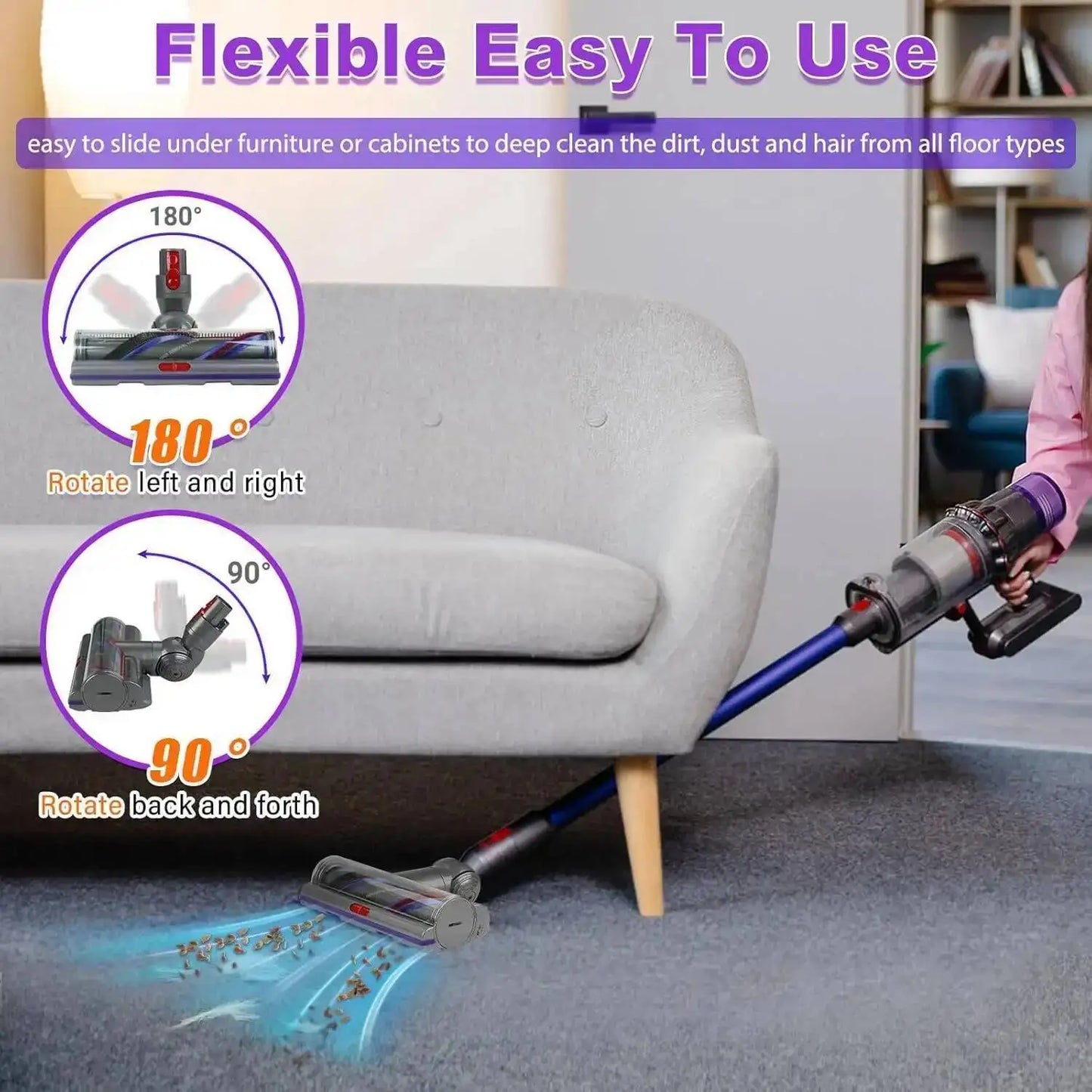 Vacuum Cleaner Brush Head for DysonV8 V7 V11 V15 V10 Vacuum Cleaner Attachment with Adjustable Suction Premium Accessory