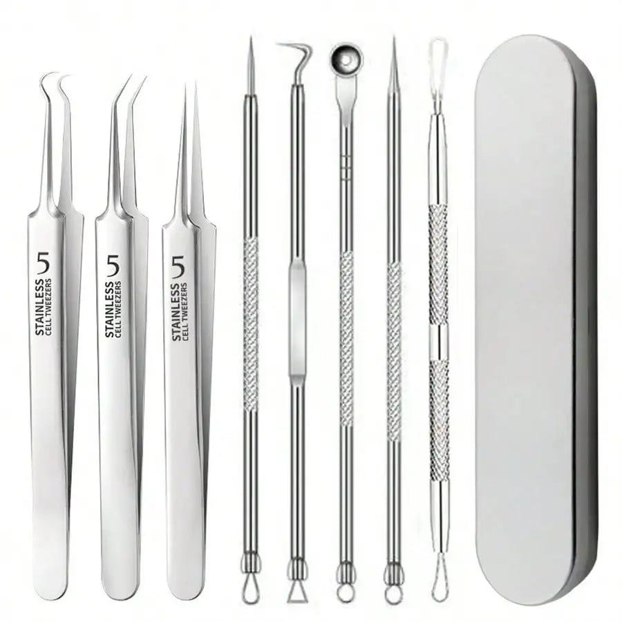 8pcs Acne, Blackhead, Dark Spot, Pimple Remover Tool Set, Skin Care Beauty, Pore Cleansing Kit