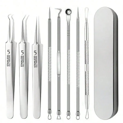 8pcs Acne, Blackhead, Dark Spot, Pimple Remover Tool Set, Skin Care Beauty, Pore Cleansing Kit