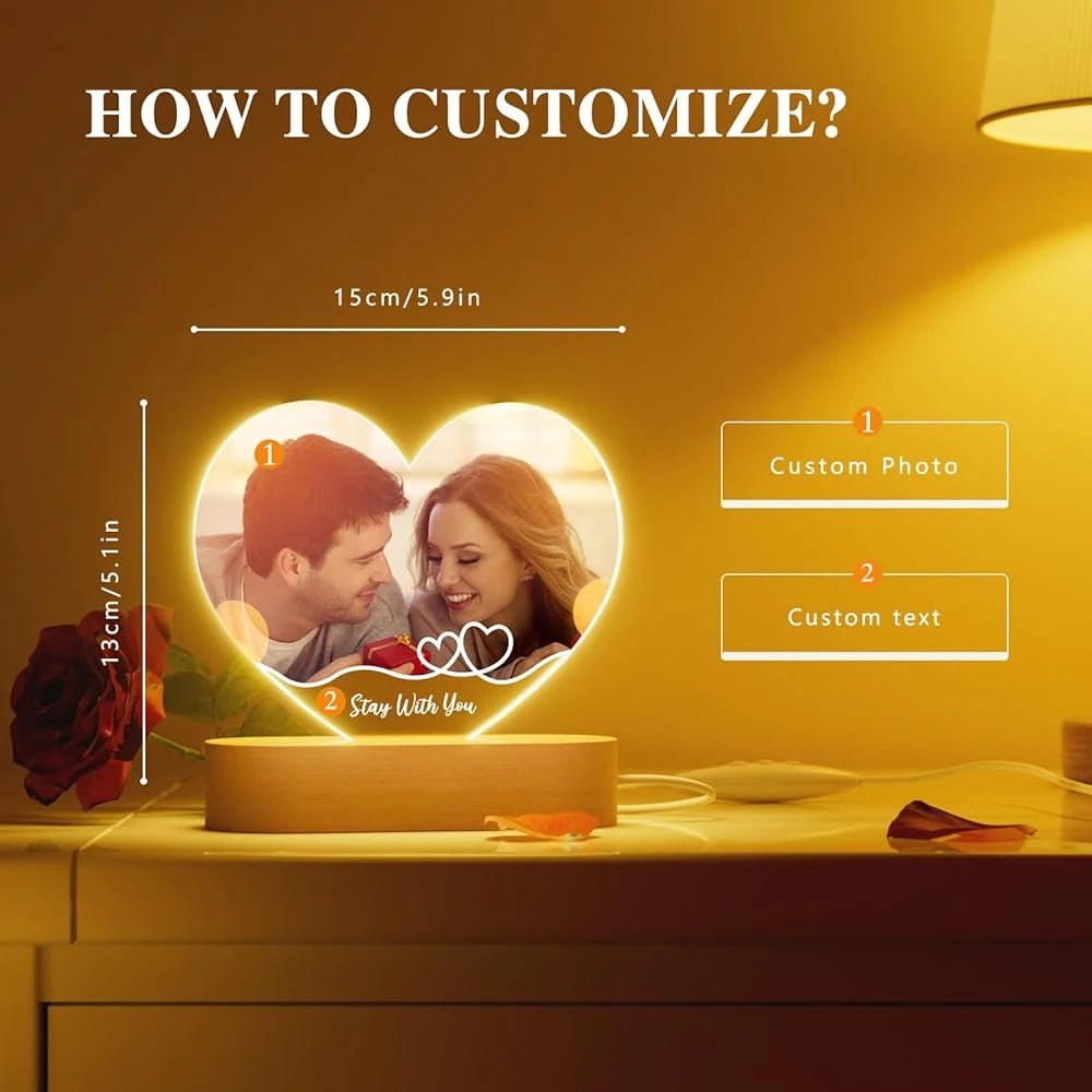 Personalized Valentine's Day gifts for boyfriend Customized gift Acrylic Picture Frame With LED Light Anniversary Romantic Gifts