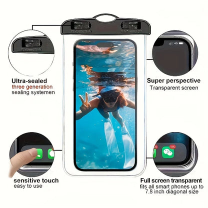 Waterproof phone pouch snorkeling underwater use