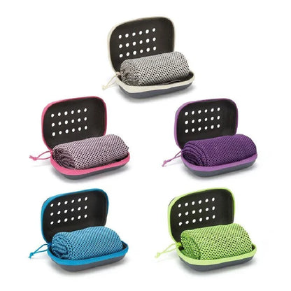 Cooling towel with storage box