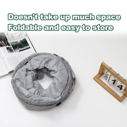 Collapsible Cat Tunnel Kit ten Play Tube for Large Cats Dogs Bunnies with Ball Fun Cat Toys 2 Suede Peep Hole Pet Toys with Ball